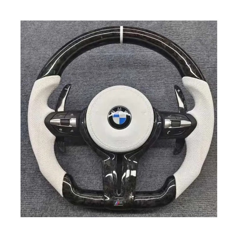 Волан BMW M Performance – бял карбон и бяла кожа – F серия (2013–2018)