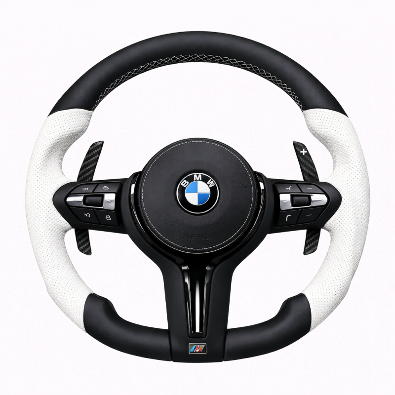 Волан BMW M Performance – перфорирана кожа с бели акценти – F серия (2013–2018)