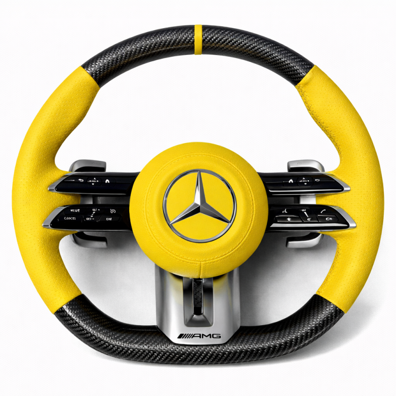 Волан Mercedes AMG – карбон и жълта кожа (2020–2023)
