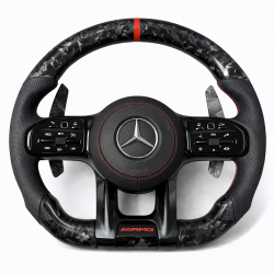 Волан Mercedes AMG – карбон и перфорирана кожа с червен маркер (2019–2023)