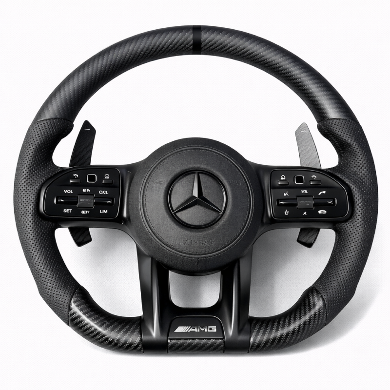 Волан Mercedes AMG – Carbon Look и перфорирана кожа (2018–2022)