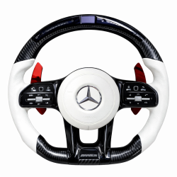 Волан Mercedes-Benz AMG – карбон и бяла кожа с дисплей и пера (2016–2023)