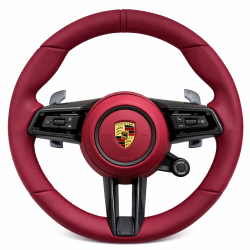 Волан Porsche – спортен карбонов с червена кожа и Drive Mode селектор