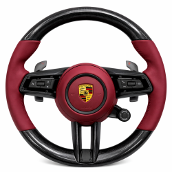 Волан Porsche – спортен карбонов с червена кожа и Drive Mode селектор