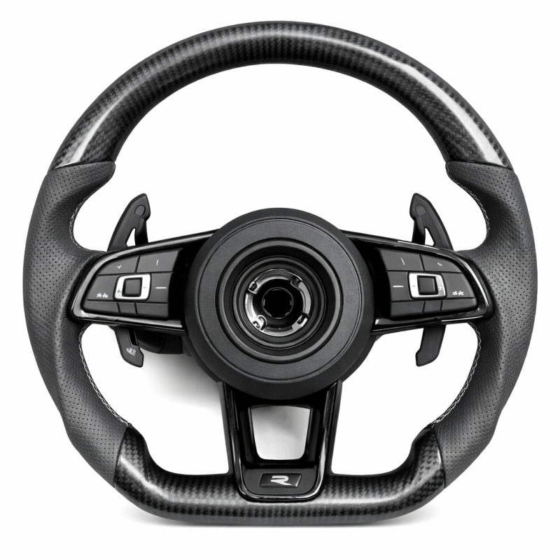 Волан Volkswagen R-Line в спортно изпълнение с карбонови елементи и перфорирана естествена кожа, създаден за отличен захват, ком